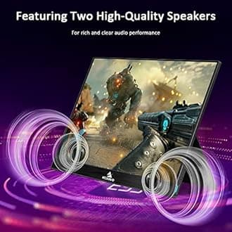 144Hz 17.3 In Portable Gaming Monitor,Freesync,G-Sync Compatible,Fhd Ips Computer Display,Eye Care Screen With Hdmi/Type C For Laptop Pc/Mac/Surface/Ps4/Ps5/Xbox/Switch,With Smart Cover,Black