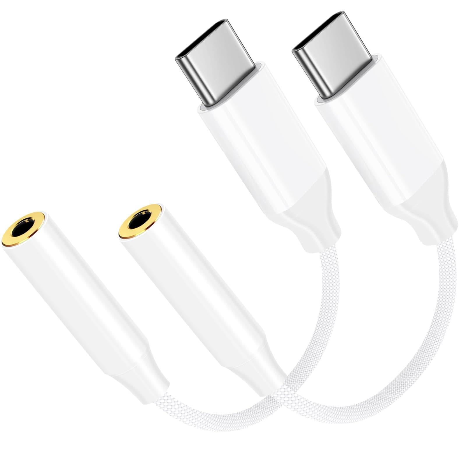 2Pcs USB C to 3.5mm Jack, Type C to Aux Audio Cable, Aux to USB C Earphone Adapter for Samsung Galaxy Pixel, iPad Pro, HUAWEI, Xiaom, OnePlus, SONY, Google and More Type C Devices