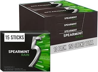 5 Gum Spearmint Rain Sugar Free Chewing Gum Bulk, 15 Stick Box (Pack of 10)
