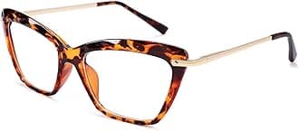 COASION Non-prescription Clear Lenses Eye Glasses for Women Cat Eye Glasses Small Frame With Spring Hinges