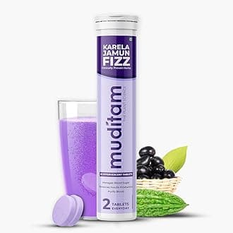 Muditam Ayurveda Karela Jamun Fizz-20 Effervescent Tablets(Karela Jamun Juice)|Helps in High Sugar Condition|Promotes Healthy Glucose Levels | Boosts Digestive Health|Ideal For 10 Days