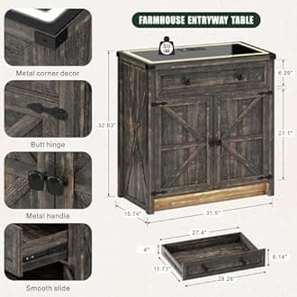 HWB Buffet Sideboard with Storage,Farmhouse Coffee Bar Cabinet with Drawers and Shelves,Buffet Cabinet with LED Lights for Kitchen,Living Room,Dinning,Brown