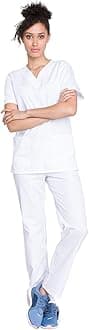 Cherokee Unisex Scrub Set for Men & Women V-Neck Top & Drawstring Pant Medical Uniform 3 Pockets, Durable Easy Care - WW530C