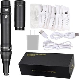 Permanent Makeup Rotary Tattoo Machine Eyebrow Pen Machine with 10PCS Needles For Eyebrows,Lips,Eyeliners B950b (Black)