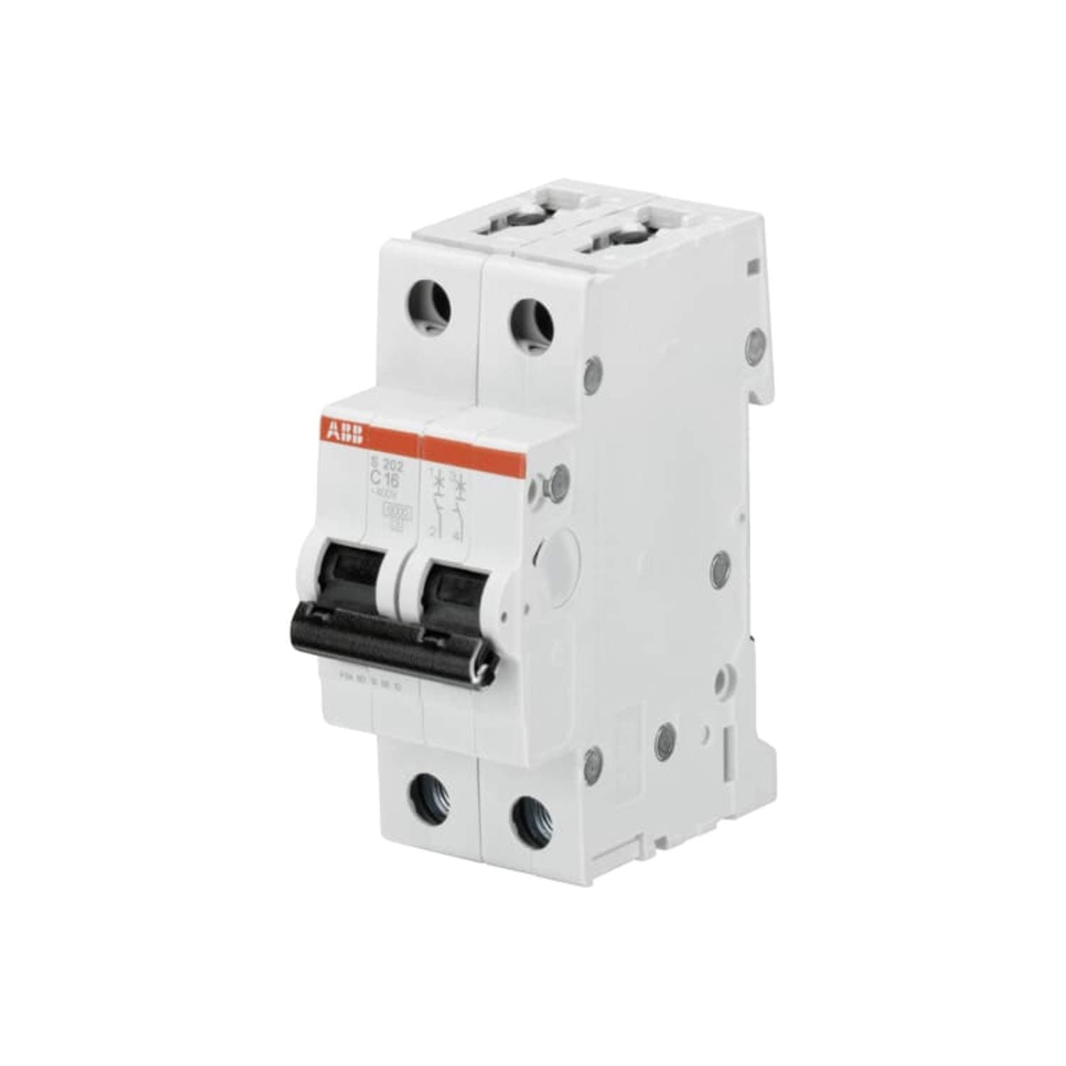 S202-C32 Miniature Circuit Breaker, 2 Pole, Type C, 6/10kA Breaking Capacity, 32 Amp Current (2CDS252001R0324)