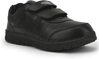 Force 10 Gola-SCHV School Shoes for Kids Boys & Girls - Black & White | Comfortable School Shoes | Lightweight & Durable | Easy Slip-On & Velcro Closure | All Day Comfort, Anti-Slip Grip