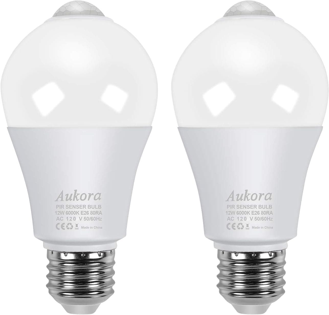 Motion Sensor Light Bulbs, 12W (100-Watt Equivalent) E26 Motion Activated Dusk to Dawn Security Bulb Outdoor/Indoor for Front Door Porch Garage Basement Hallway Closet(Cold White 2 Pack)