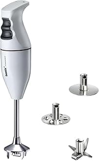 Classic Immersion Blender 150W – Swiss Made 2-Speed Hand Blender with 3 Blades (Multipurpose Blade, Beater & Whisk) for Soups, Smoothies, Purees & More – White