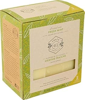Crate 61 Fresh Mint Soap 3 pack, 100% Vegan Cold Process, scented with premium essential oils, for men and women, face and body. ISO 9001 certified manufacturer