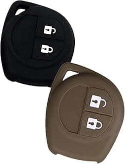 AUTOFRILL 2 Pcs Silicone Car Key Cover for Maruti Suzuki Baleno, Grand Vitara, XL6, Swift, Brezza, Ertiga, Dzire, Celerio, Ciaz, SX4, Ignis, S Cross, Fronx 2 Button Key Cover (Black-Dark Brown)