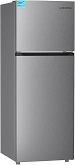 Upstreman 14.7 Cu.Ft. Double Door Refrigerator in Stainless Steel with Large Capacity Top Freezer, Frost Free, Adjustable Thermostat Control, Fingerprint-resistant, ENERGY STAR-BD147