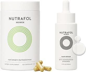 Nutrafol Women's Hair Growth Supplements and Hair Serum, Ages 18-44, Clinically Tested for Visible Thickness and Strength - 1 Month Supply, 1.7 Fl Oz Bottle