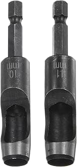 HARFINGTON 2pcs 10mm,11mm Leather Hollow Hole Punch 1/4" Hex Shank for Drills, Belt Hole Punch Punching Cutter Tool for Leathercraft Working