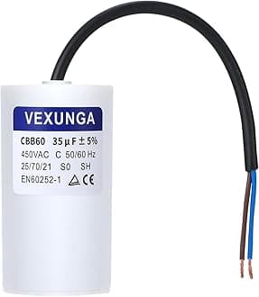 Capacitor 35uF 450V Starting Capacitor 35µF AC Motor Capacitor CBB60 SH 35 MFD 450VAC Capacitors 50x92mm 50/60Hz with Cable