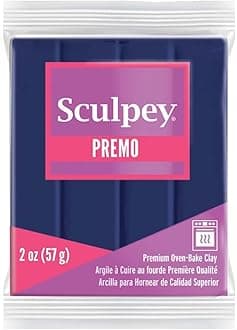 Sculpey Premo Polymer Oven-Bake Clay, Ultramarine Blue Hue, Non Toxic, 2 oz. bar, Great for jewelry making, holiday, DIY, mixed media and more. Premium clay Great for clayers and artists.