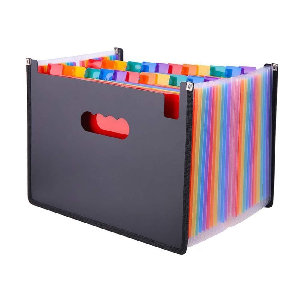 SAIYU Expanding File Folder Flexible A4 File Organizer 24 Pockets Documents Wallet Holder Paperwork Filing Accordion File Folder (Multi-Color, Edge Reinforcement, Waterproof, Color Labels&Notes)