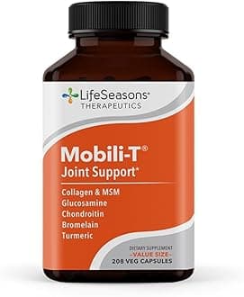 LifeSeasons Mobili-T - Joint Support Supplement - Reduces Aches & Discomforts - Increase Range of Motion - Rebuild Tissue & Cartilage - MSM Chondroitin Collagen Glucosamine & Turmeric - 208 Capsules