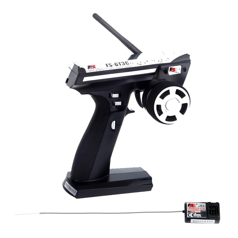 Flysky FS-GT3C RC Transmitter 2.4Ghz 3CH LCD Remote Controller with FS-GR3E Receiver for RC Car Boat (Black)