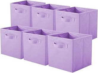 ShellKingdom Storage Bins, Foldable Fabric Storage Cubes and Cloth Storage Organizer Drawer for Closet and Toys Storage,6 Pack?Lavender?