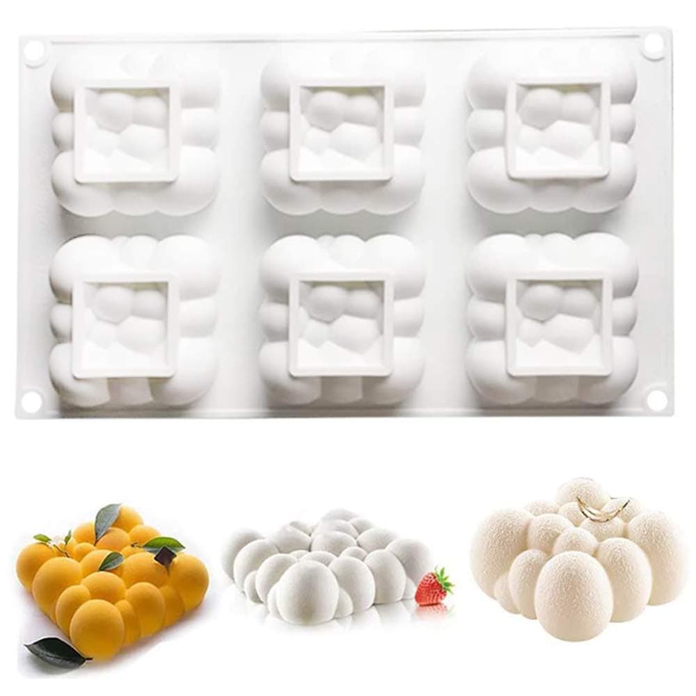 OCPO KITCHEN Cloud Silicone Mold for Baking Mousse Cake, Dessert, Pastry, Ice Cream, Pudding, Jelly, Cake Decoration Mold, Cloud Shape (6-Cavity)
