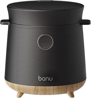BANU Small Mini Rice Cooker Low Carb, Reduce Sugar, Keto Friendly 3 Cups (white rice), 1 Cup (Low carb rice), Keep Warm 24 Hours Preset For White, Brown Rice, Soup, Cake (BLACK)