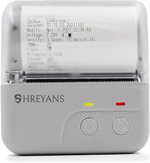 SHREYANS 80mm Thermal Receipt Printer Charged Portable Bluetooth + USB (White)