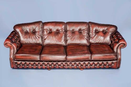English Classics Four Seat Warwick Style Leather Sofa Couch