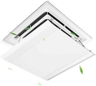 Liveinu Canvas Air Deflector Adjustable Reusable Heat and Air Deflector for Drop Ceiling Vents RV, Home HVAC, AC and Ceiling Registers Air Conditioner Deflector White 17.5"x17.5" Inch