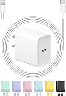 iPhone Charger Fast Charging USB C Charger Block Type C Chargers Fast Charging 20W PD Wall Chargers with 6FT Cord for iPhone 14/14 Pro Max/13/13 Max/12/12 Pro Max/iPad