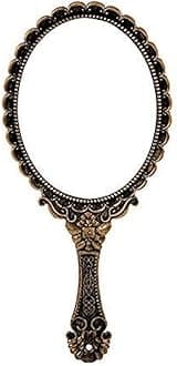 Handheld Mirror with Handle, Makeup Compact Travel Hand Mirrors Mini Vintage Make Up Hand Held Mirror Oval Purse Packet Mirror for Women Girls