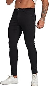 FIILIMER Men's Super Skinny Stretch Tapered Leg Slim Fit Ripped Distressed Je...