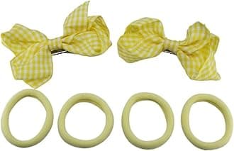 Gingham Hair Accessories for School Alice Band Slim Headband Scrunchy Clips (Yellow Gingham School Hair Set Bow Clip Grips Concord Plain Ponio Ponios Bobbles)