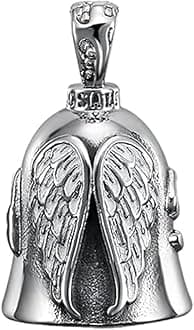 Silver Guardian Bell Motorcycle, Riding Luck Key Chain, Winged Bell, Portable Guardian Ride Faster