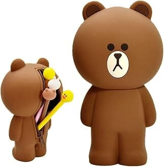 Cute Bear Pencil Case Aesthetic Brown Bear Kawaii Pencil Case Anime Pencil Pouch for Girls Boys Storage Bag Pen Holders School Students Stationery Case
