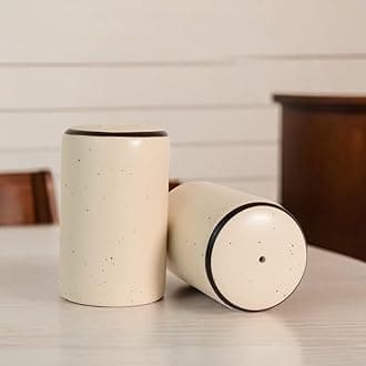 The Decor Lane Elegant Ceramic Salt Pepper Set for Dining Table & Kitchen Salt Shakers Set | Classic Design, Easy Refill, Perfect for Kitchen & Dining - 60ML (White Cylinder)