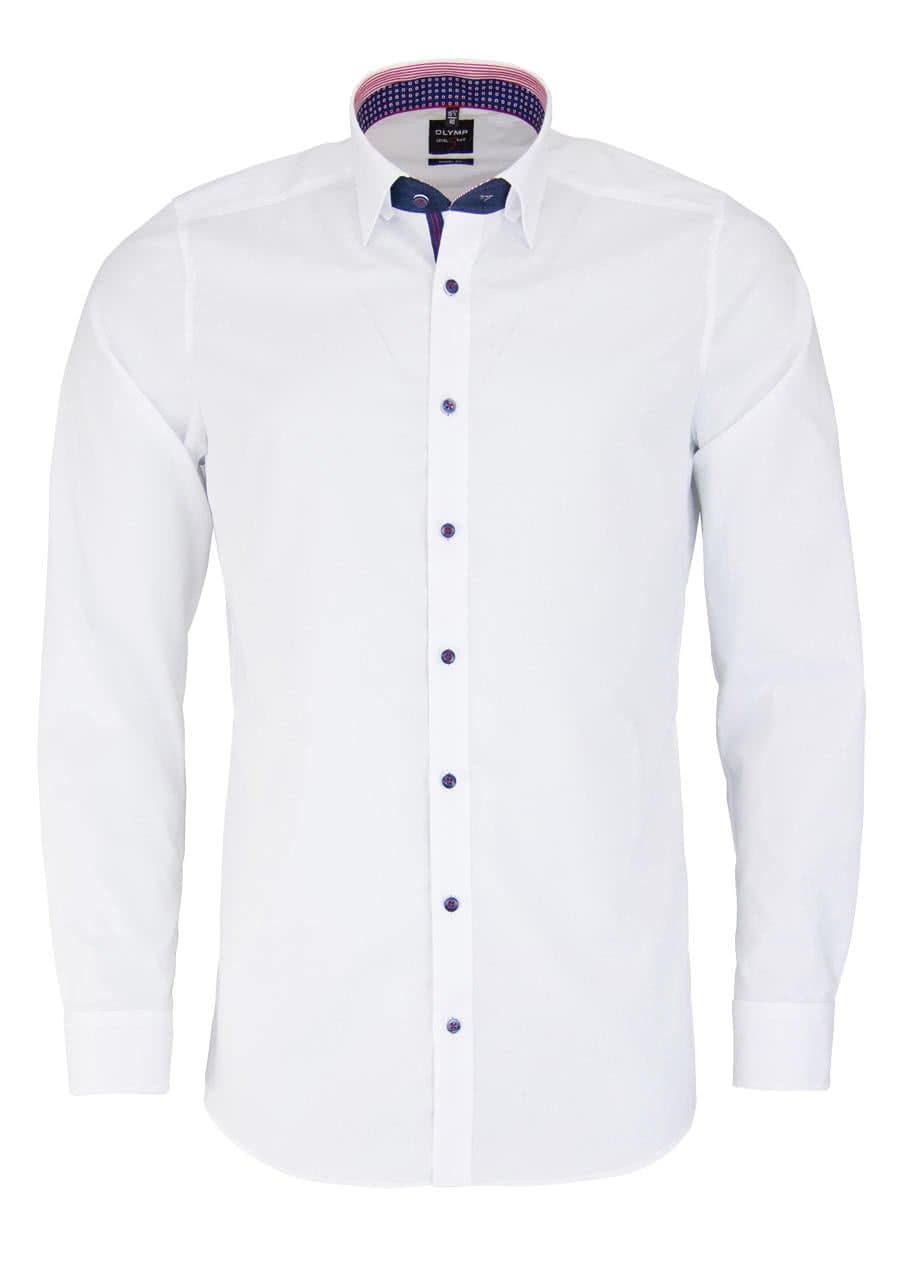 OLYMP Bezner KG Men's Plain Button Down Formal Shirt White White