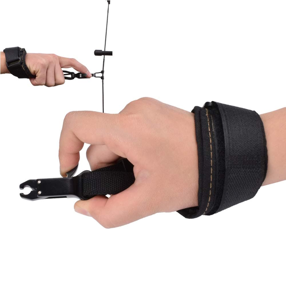 Archery Release Aids Compound Bow Trigger Caliper Shooting Wrist Adjustable Strap Right Left Handed(Camo)