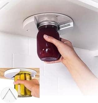 Mounted Under Cabinet Jar Opener for Weak Hands & Seniors - Single handed Jar/Bottle Opener. For any kind or size of Can or Jar. Easy Grip. Gadget for Home & Kitchen. Ideal Gift.