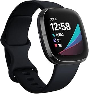 Sense Advanced Smartwatch with Tools for Heart Health, Stress Management & Skin Temperature Trends, Carbon/Graphite, One Size (S & L Bands Included)