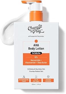 AHA Body Lotion with 5% Natural AHA, Niacinamide, Shea Butter | For Exfoliating Dry & Dead Skin Cells, Deep Nourishment & Radiant Skin | Skin Brightening Lotion | 236ml