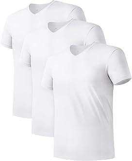 Men's Undershirts Micro Modal Ultra Soft T-Shirts Stretch Moisture-Wicking Crewneck/V-Neck Tees for Men, 3-Pack
