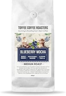 Toffee Coffee Roasters | Blueberry Mocha Coffee | Speciality Blend Coffee | 100% Arabica | Medium Roast | Coffee Notes: Fruity and Blueberry Notes | Grind: Moka Pot| Freshly Roasted Coffee | 500 g