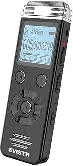 EVISTR EVISTR 16gb Digital Voice Recorder for Lectures - Portable Recording Devices Voice Activated Recorders with Playback, Password