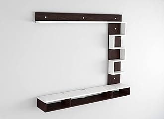 DAS Hubert Mini Wall Mount Engineered Wood TV Entertainment Unit/Tv Rack Set to Box Stand with Wall Shelves for Living Room Flowery Wenge & Frosty White Finish (Ideal for up to 43") Screen