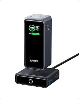 Anker Prime Power Bank 200W, 20,000mAh Portable Charger 3-Port with 100W Charging Base, Smart Digital Display, Compatible with iPhone 16/15/15 Plus/15 Pro/15 Pro Max/14 Series, MacBook, Samsung, Dell