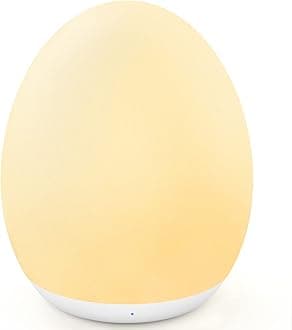 MediAcous Night Light for Kids, Baby Egg Light for Nursery, 7 Colors Changing & Stepless Dimming, Soft Silicone Touch Night Lamp with 1 Hour Timer, Rechargeable Nursery Night for Breastfeeding