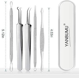 Blackhead Remover Tools, Pimple Popper Tool Kit, Stainless Steel Black Head Remover for face, Pimple Extractor Tweezers for Acne Comedone Zit Whitehead, Blackhead Tweezers 5pcs