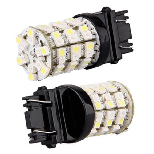2 3157 60 SMD LED Switchback Turn Signal Lights Amber White 12V