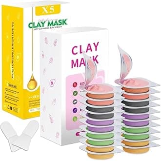 20 Pods Clay Facial Mask Set - Green Tea,Turmeric, Dead Sea Mud,Rose, 24K Gold，Eggplant,Avocado，Mud Mask Deep Pore Cleansing Acne Blackhead Removal,Men & Women Facial Skin Care Mask.