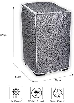 Classic® Top Load Washing Machine Cover Suitable For LG 6 Kg, 6.2 Kg, 6.5 Kg, 7 Kg (56cmsX56cmsX85cms, Black & Grey)